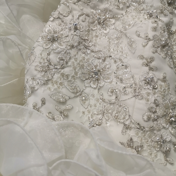 Allure Bridal Couture Dress size 2 Ivory with train hook and build in bra - Picture 4 of 11